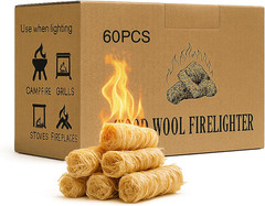 60 Pcs Fire Starter – Natural Fire Starters for Campfires, BBQ, Fireplace. Pizza