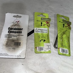 Camping Starter Kit Carabiner Compass, Safety Whistle, Waterproof Keychain Combo