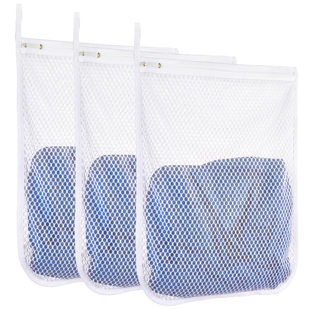 3 pcs Durable Honeycomb Mesh Laundry Bags for Delicates 12″ x 3 Medium, White