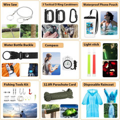 250-Piece Survival Gear Kit with Molle Bag and Emergency Tent for Outdoor Use