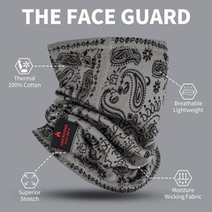 LANLFY 2pcs Flame Resistant Face Mask for One Size, Paisley 1pc & Black