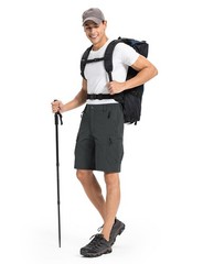 Moosehill Hiking Shorts Men 8-Pocket: Cargo Lightweight 34 Regular, Dark Grey