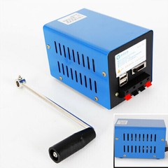 20W Portable Emergency Power USB Generator Hand Crank Charger Power Small Blue