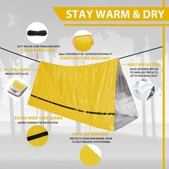 2-Pack Mylar Survival Life Tent, 2 Person Emergency Shelter Tube Tents with P…