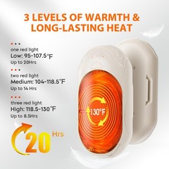 AI Hand Warmers Rechargeable 2 Pack, 20Hrs Long Safe Heat, Champagne Gold