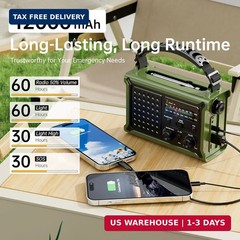 Solar Radio Emergency Hand Crank 12000mAh with Clear Signal, AM FM NOAA Weather