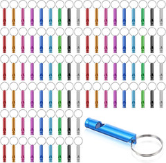 100 Pieces Emergency Whistle with Keychain Aluminum Survival Whistle Key Chain