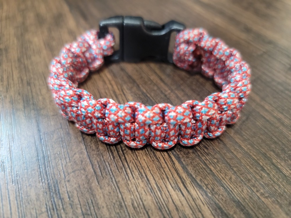 Handmade USA Paracord Bracelet 550 Multi Red-White-Blue Survival 3/4″ Buckle