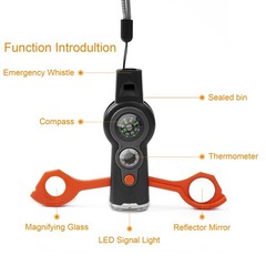 binboll Emergency Survival Function Whistle, Outdoor Small, orange1