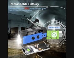 Emergency Crank Weather Radio/flashlight 4000mAh Solar Hand Crank Portable AM/FM