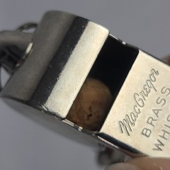 Vintage MacGregor Brass Coaches Whistle Cork Ball Silver Color Taiwan Coach Ref