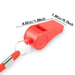 Red Emergency Whistles With Lanyard, Loud Crisp Sound, 2 Packs Plastic Whistles
