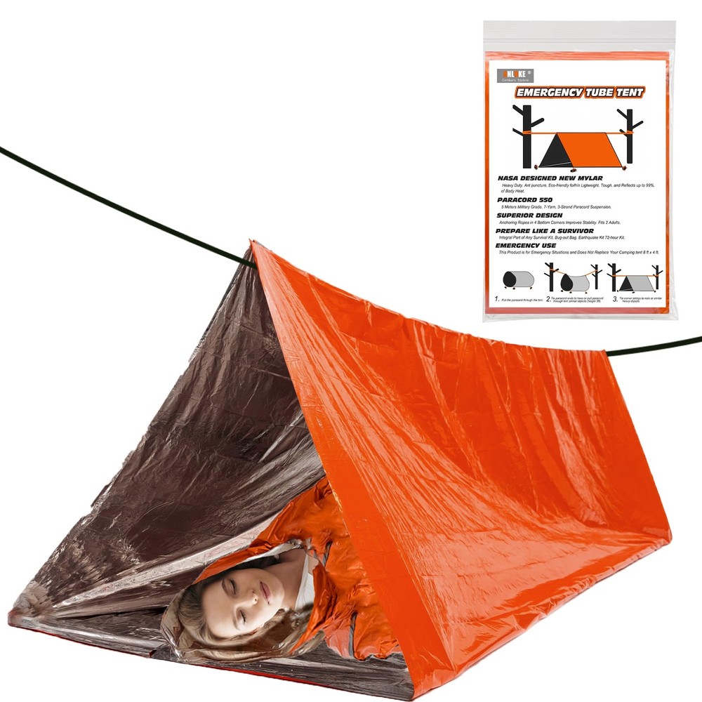 Emergency Survival Tent Shelter 2 Person Mylar Emergency Tube Tent Survival Kit