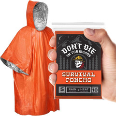 – Rain + Heat Emergency Poncho – Wearable Mylar Space Blanket For Hiking, Campin