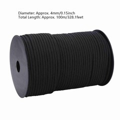 550 Reflective Paracord Parachute Cord Lanyard 9 Strand Core 100m (Black) DSO