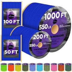 Teceum Paracord Type Iii 550 Simple Blue 50 Ft 4Mm Tactical Rope Mil-Spec