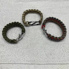 Three Paracord Bracelet Lot w/ Stainless Adjustable Buckles & NiteIze S-Biner