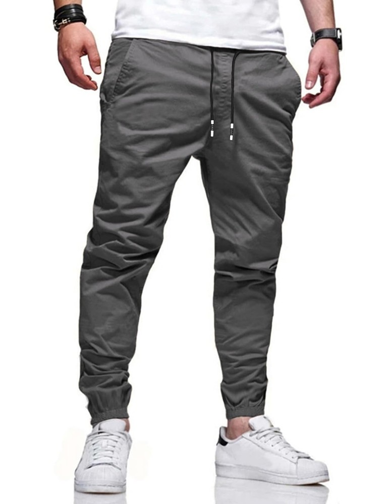Bilitry Men Joggers Chino Cargo Pants Hiking Outdoor XX-Large, Lron Grey