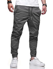 Bilitry Men Joggers Chino Cargo Pants Hiking Outdoor XX-Large, Lron Grey