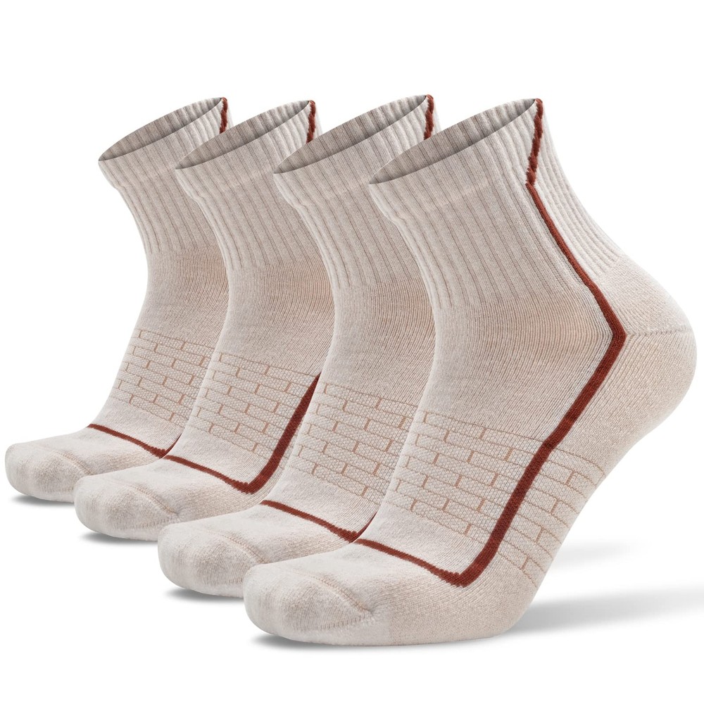 Socks Daze Quarter Wool Hiking Running for Small-Medium, 4 Pairs Beige