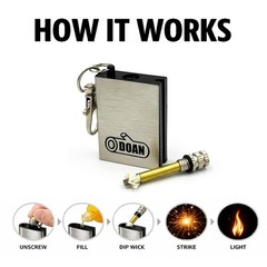 Refillable Survival Fire Starter, Compact Keychain Lighter, Metal Outdoor Fir…