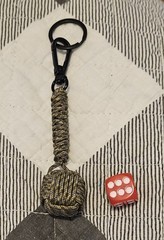 275 Paracord Dice Core Decorative Monkey’s Fist 4-1/2 Inches Long, Key Fob/Chain
