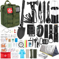 250-Piece Survival Gear Kit with Molle Bag and Emergency Tent for Outdoor Use
