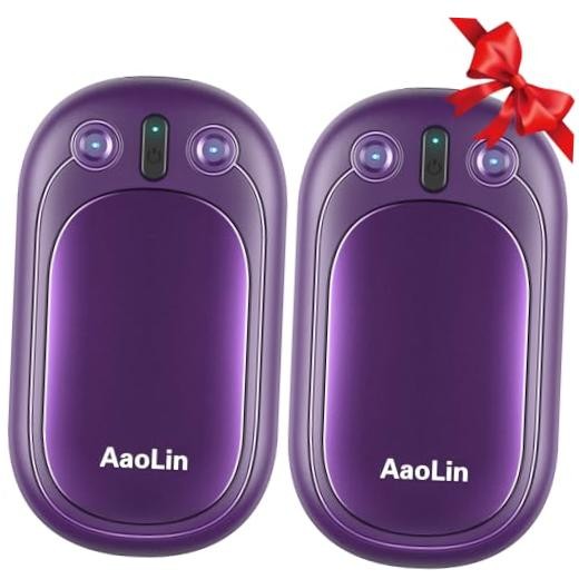 AI Hand Warmers Rechargeable, 2 Pack Electric Hand Warmers 2 Pack Purple