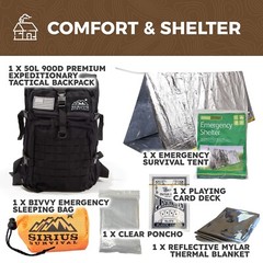 Bug Out Bag Starter Kit – 72 Hour Kit for 1 Person – Backpack Survival Kit