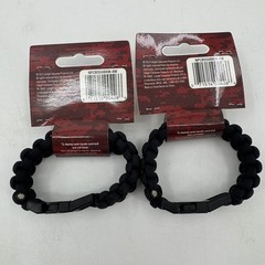 Set of 2 SecureLine Survival Bracelet 550 Paracord Military Grade Black Medium