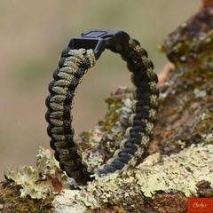 Men’s Survival Paracord Bracelet Black Khaki – Fits 6″–6.25″ Handmade USA(201)