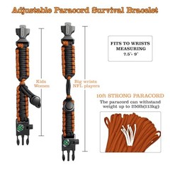 Paracord Survival Bracelet (3 Pack) – Black+Orange Black+Army Green (3pc)