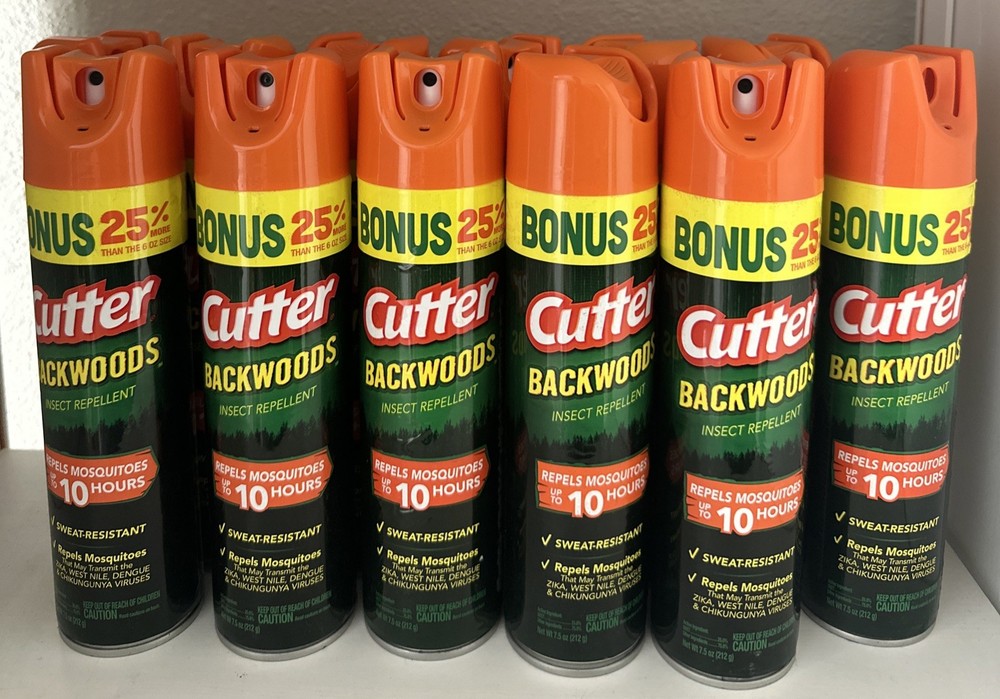12 PACK Cutter Backwoods Insect Repellent Bonus 7.5 oz Cans Aerosol Bug Spray