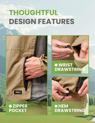 Mosquito Jacket, Durable Bug-Proof Jacket with Adjustable Hood & Pocket, Summer