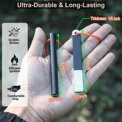 4″ Portable Waterproof Ferrocerium Ferro Rod Fire Starter Large, Black