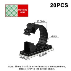 20Pcs Self-Adhesive Cable Organizer Clips Management Wire Holder USB Winder