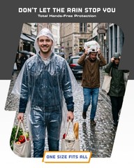 Disposable Adult Rain Ponchos 5 Pack Waterproof Emergency Rain Gear