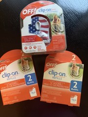 OFF! Clip-On Mosquito Repellent Fan Circulated Repellent American Flag 2 Refills