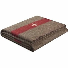SL Swiss Army Style Wool Chestnut Blanket 2700, Brown with White Cross and Re…