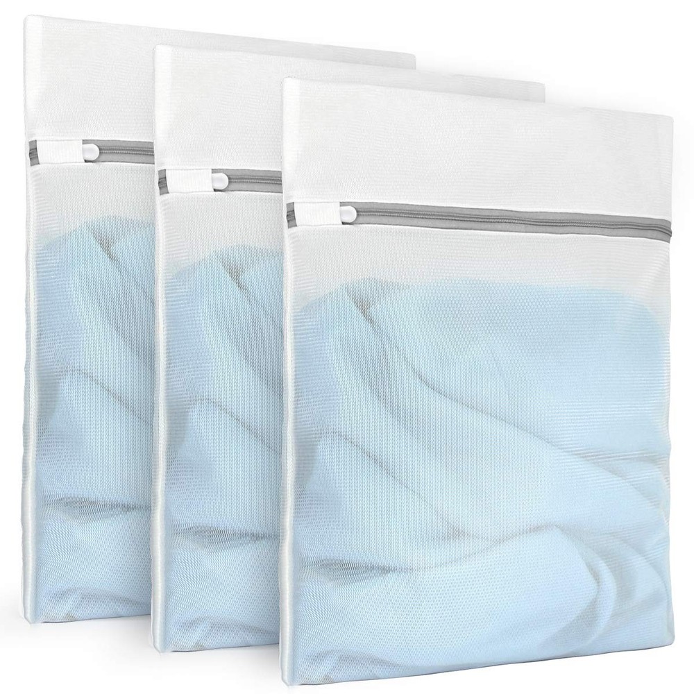 Muchfun 3Pcs Durable Fine Mesh Laundry Bags for Delicates 12 3 Medium, White