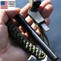 1/2 X 6 Inch Survival Drilled Flint Steel Fire Starter Ferrocerium Rod Kit with