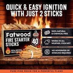 All-Weather 40lb Fatwood Sticks – Effortless Fire Starter for Campfires & Grills