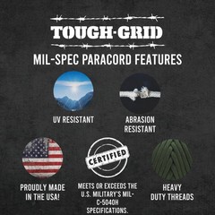 TOUGH-GRID 550 Paracord Rope Nylon Parachute Cord, Made in USA Survival Kit, …