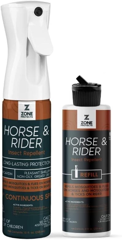 Zone Protects Horse & Rider Picaridin Insect Repellent Spray 10oz and 8oz Refill