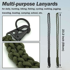 2 Pcs Heavy Duty Paracord Lanyard Braided Necklace Keychains Wrist Strap