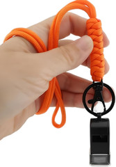 Fancy Lanyard Loud Coach Whistle Black Plastic Sports Whistle with Lanyard Keych