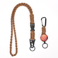 2x Retractable Paracord Keychain Heavy Duty Carabiner Clip for Outdoor Hiking
