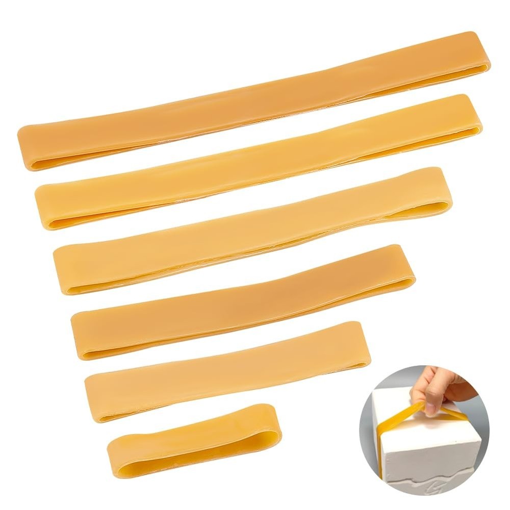 NBEADS 6 Pcs 6 Sizes Mold Rubber Bands, Plaster Band Yellow
