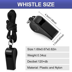 48 Pack Plastic Whistles,Coach Whistle with Lanyard,Black Sports Whistle Refe…