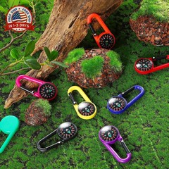 32 Pcs Compass Keychains Metal Buckle Heavy-Duty for Outdoor Camping Party Favor